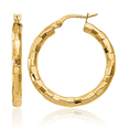 thumbnail image 1 of 14K Solid Yellow Gold Post Round Medium Hoop Earrings, 1 of 10