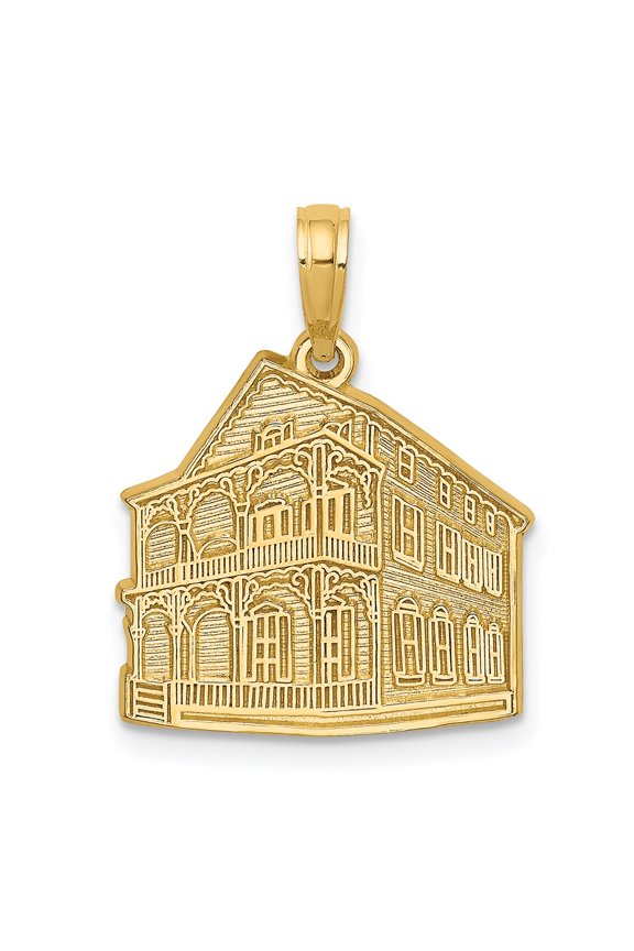 14k Yellow Gold the Pink House - Cape May, NJ Charm Pendant Fine Jewelry For Women Gifts For Her
