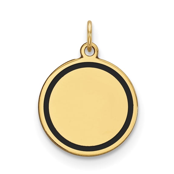 14k Yellow Gold w/Enamel .027 Gauge Circular Engravable Disc Charm Pendant