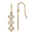 thumbnail image 1 of 14k Yellow Gold with Rhodium Fancy Diamond Cut Dangle Wire Earrings, 1 of 7