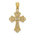 thumbnail image 1 of 14k Yellow Gold with Rhodium Solid White Rhodium Diamond Cut Cross Charm Pendant, 1 of 7