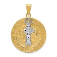 thumbnail image 1 of 14k Yellow Gold with Rhodium Solid With Rhodium Circle St. Benedict Medal Charm Pendant, 1 of 7
