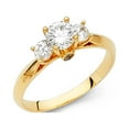 thumbnail image 1 of 14k Yellow Italian Gold 3 Stone Round 1.0 ct CZ Engagement Ring, 1 of 2