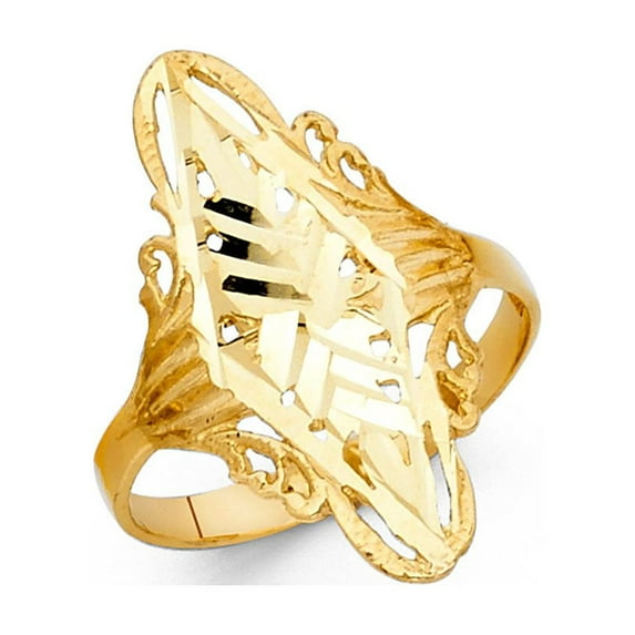 14k Yellow Italian Solid Gold DC Polish Oval Shape Spiral Ring 24mm
