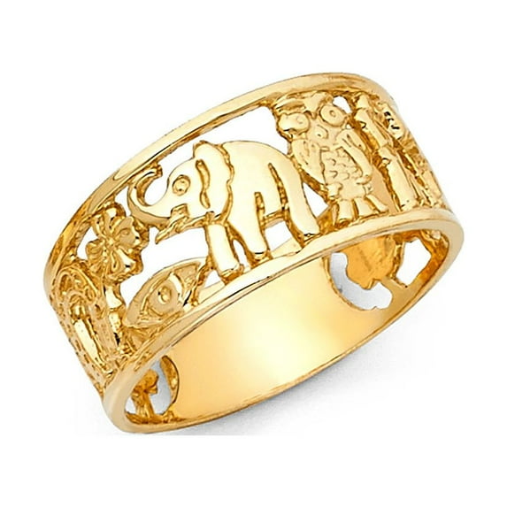 14k Yellow Italian Solid Gold High Polished Lucky Charm Ring 10mm