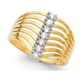 thumbnail image 1 of 14k Yellow Italian Solid Gold Round CZ Semanario 7 Rows Ring 15mm, 1 of 1