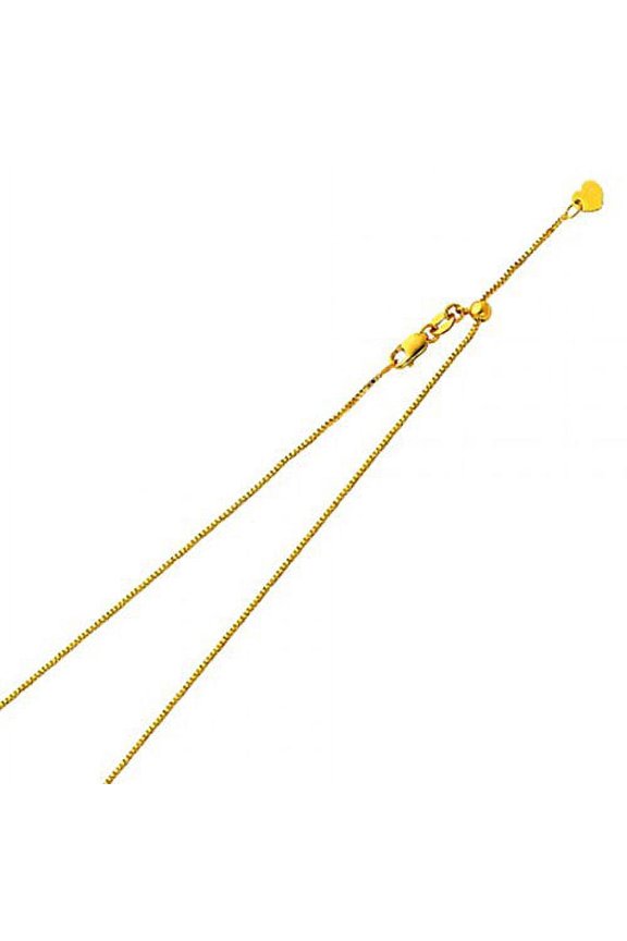 14k Yellow OR White Gold SOLID 0.8mm Box Length Adjustable Chain Necklace with Lobster Claw Clasp (yellow-gold, 20)