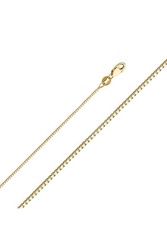 14k Yellow OR White Gold SOLID 0.9mm Box Link Chain Necklace with Lobster Claw Clasp (yellow-gold, 24.0)