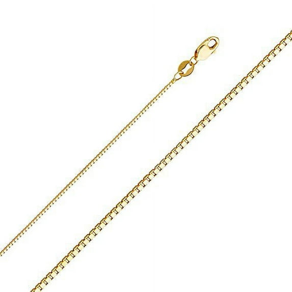 14k Yellow OR White Gold SOLID 1.1mm Box Link Chain Necklace with Lobster Claw Clasp (yellow-gold, 18.0)