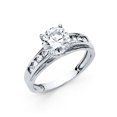 thumbnail image 1 of 14k Yellow OR White Gold Solitaire CZ Engagement Ring Anniversary Round CZ Band Channel Set Side Stones, 1 of 1