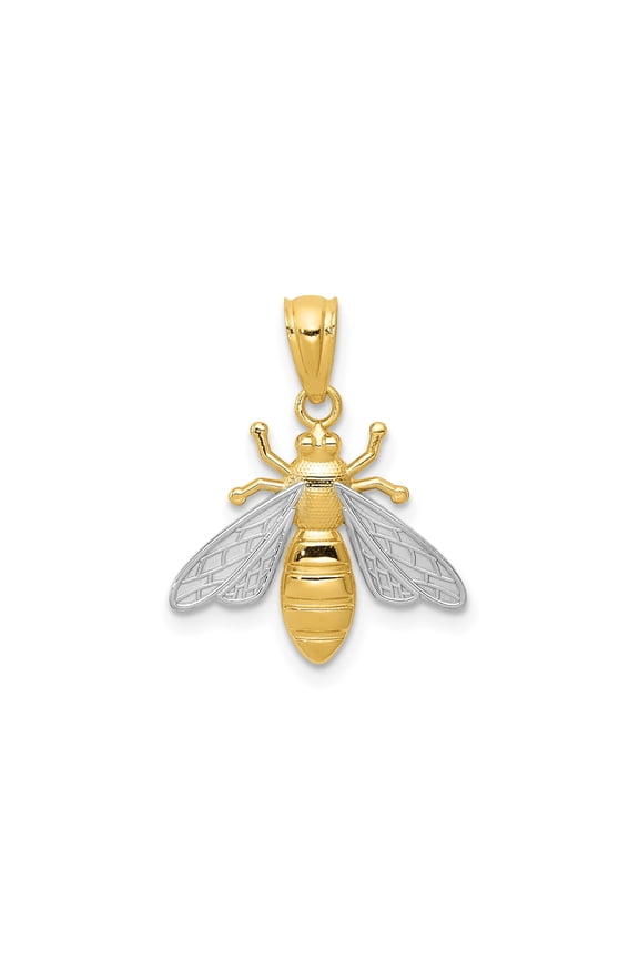 14k Multi-Tone Gold Bee Pendant with Textured Wings for Women, Jewelry Stores Network