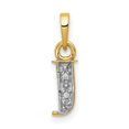 thumbnail image 1 of 14k Yellow and Rhodium Two-Tone Gold Initial Pendant with Diamond Accents, Letter J Necklace Charm for Women or Unisex, Personalized Alphabet Jewelry for Identity and Monogram Style, 1 of 5