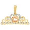 thumbnail image 1 of 14k Yellow & Rose Gold, Crown Tiara 15 Quinceanera Pendant Charm Created CZ Crystals 18mm NO Necklace, 1 of 5