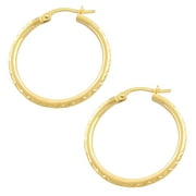 FREMADA KoolJewelry 14k Yellow, Rose, or White Gold 2x25mm Diamond-cut Hoop Earrings