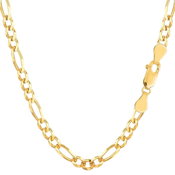 14k Yellow Solid Gold Figaro Chain Necklace, 3.6mm, 20"