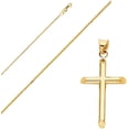 thumbnail image 1 of 14k Yellow Solid Gold Traditional Cross Religious Pendant with 0.8-mm Square Wheat Chain (20 inches), 1 of 5