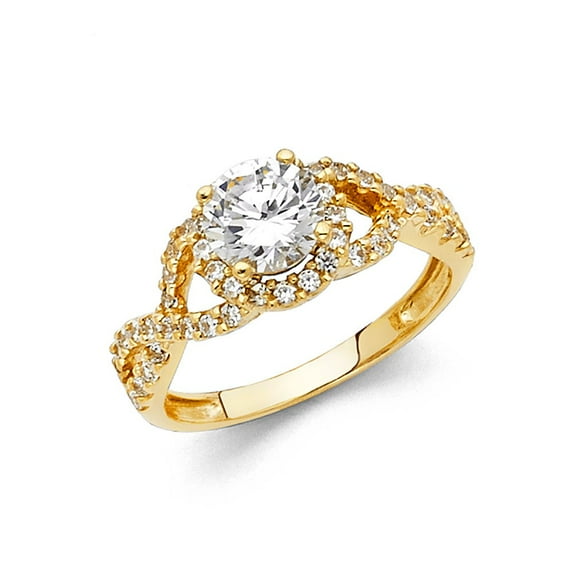 14k Yellow Solid Italian Gold CZ Fancy Halo Infinity Wedding Ring