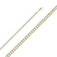 thumbnail image 1 of 14k Yellow White Gold 4mm Concave Cuban Solid Curb Pave Chain Link Bracelet 7.5" Jewelry Female, 1 of 5