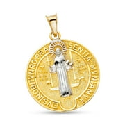 14k Yellow White Gold Charm EIVS IN OBITV NRO PRAE SENTIA MVNIAMVR Pendant Solid 24 x 24 mm
