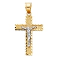 thumbnail image 1 of 14k Yellow & White Gold Cross Pendant Diamond-Cut Crucifix Jesus Christ Charm Jewelry Female Unisex, 1 of 3