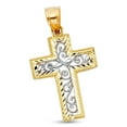 thumbnail image 1 of 14k Yellow & White Gold Fancy Cross Pendant Diamond Cut Charm Solid Two Tone Genuine 23 x 18 mm, 1 of 1