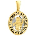 thumbnail image 1 of 14k Yellow & White Gold, Holy Infant of Atocha (Santo Nino de Atocha) Religious Pendant Oval 13mm with 20" Dainty Neck Chain, 1 of 5