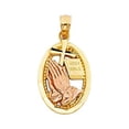 thumbnail image 1 of 14k Yellow White Gold Religious Praying Hands Pendant - Height 19 MM Width 14 MM, 1 of 4