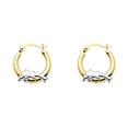 thumbnail image 1 of 14k Yellow White Gold Round Dolphin Hoop Earrings Polished French Lock Genuine Two Tone 13 x 13 mm, 1 of 1
