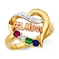 thumbnail image 1 of 14k Yellow White Rose Gold #1 Mom Heart Ring Mothers Day Love Band Multi Color CZ Stylish Size 6, 1 of 1