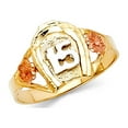 thumbnail image 1 of 14k Yellow White Rose Gold 15 Years Horseshoe Ring Quinceanera Band Good Luck Charm 11MM Size 6.5, 1 of 1