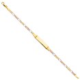 thumbnail image 1 of 14k Yellow White Rose Gold 6" Diamond-Cut Figaro ID Bracelet Tri Color Jewelry Female Unisex, 1 of 5