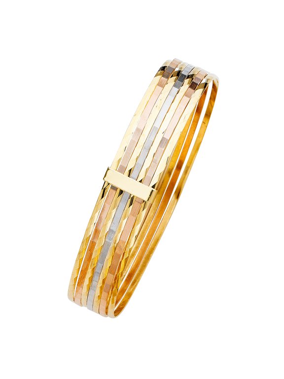 14k Yellow White Rose Gold 8" Tri Fancy 7 Days Bangle Bracelet 12mm Wide Jewelry Female Unisex