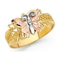 thumbnail image 1 of 14k Yellow White Rose Gold Butterfly Ring Diamond Cut Fashion Style Solid Tri Color 10MM Size 6.5, 1 of 1