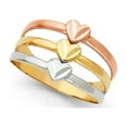 thumbnail image 1 of 14k Yellow White Rose Gold Heart Semanario Ring Three Band Satin Diamond Cut Tri Color 12MM, Size 9, 1 of 1