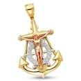 thumbnail image 1 of 14k Yellow White Rose Gold Jesus Anchor Pendant Cross Crucifix Charm Solid Tri Color 43 x 32 mm, 1 of 1