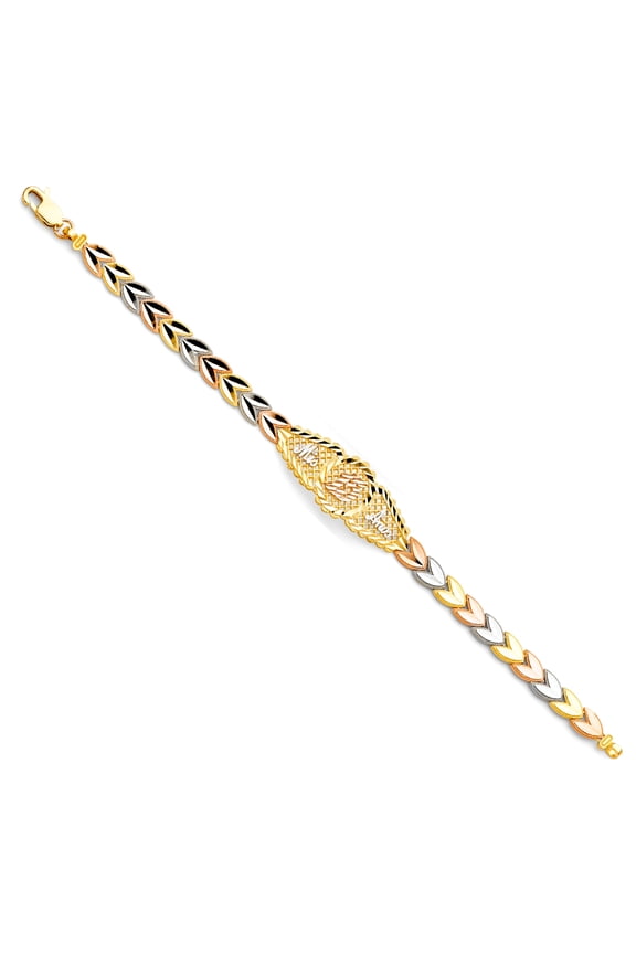 14k Yellow White Rose Gold Mis 15 Aos Fancy ID Bracelet Tri Lobster Clasp Jewelry Female Unisex