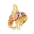 thumbnail image 1 of 14k Yellow White Rose Gold Rose Ring Flower Band Satin & Polished Diamond Cut Fancy Solid 25MM Size 8.5, 1 of 1