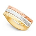 thumbnail image 1 of 14k Yellow White & Rose Gold Three Band Semanario Ring Diamond Cut Polished Tri Color 7MM Size 9, 1 of 1