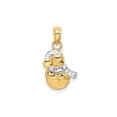 thumbnail image 1 of 14k Yellow and Rhodium Gold Snowman Pendant for Women, Two-Tone Winter Charm Necklace with Scarf and Hat, Christmas Holiday Jewelry Accessory, 1 of 6