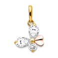 thumbnail image 1 of 14k Yellow and Rose Gold Polished Cubic Zirconia Mini Butterfly Angel Wings Pendant Necklace Pendant for Women, 1 of 2