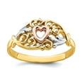 thumbnail image 1 of 14k Yellow and Rose Gold With Rhodium Love Heart Ring Size 6 Statement Ring for Women - 1.8 Grams, 1 of 2
