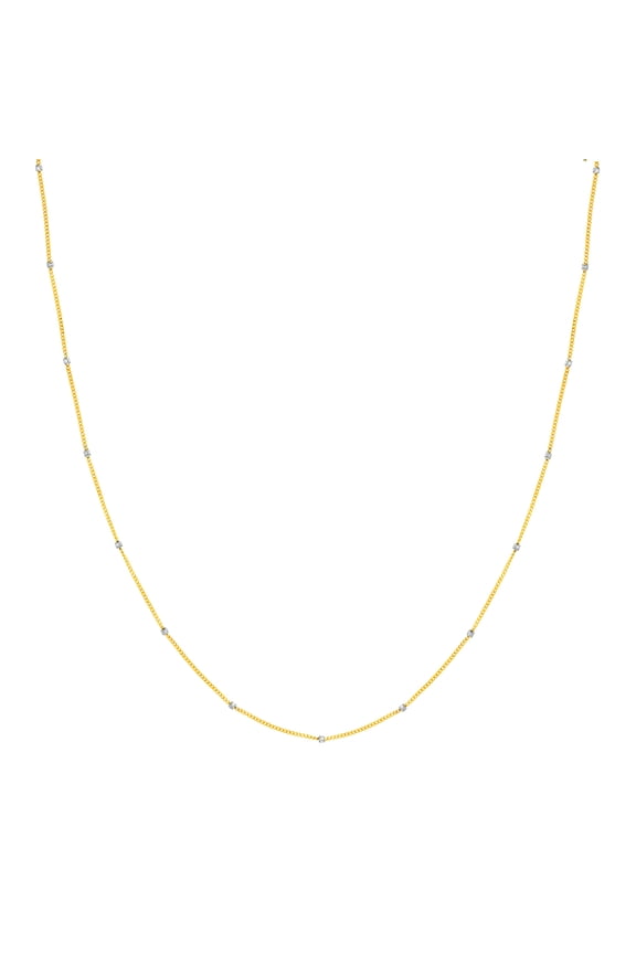 14k Yellow and White Gold 1.35mm 2tone Cube Saturn Chain Necklace Lobster Lock Closure Q 16 Inch Chain Necklace for Wome