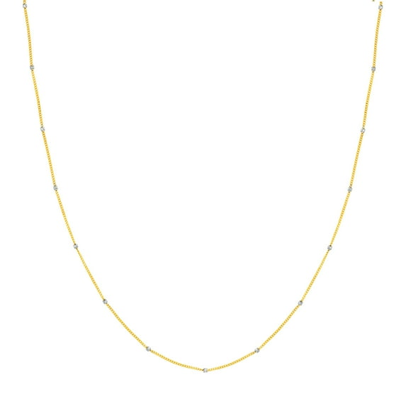 14k Yellow and White Gold 1.35mm 2tone Cube Saturn Chain Necklace Lobster Lock Closure Q 24 Inch Chain Necklace for Wome