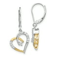 thumbnail image 1 of 14k Yellow and White Gold Diamond Heart Leverback Earrings 14k Two-tone Earrings, 1 of 2