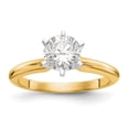 thumbnail image 1 of 14k Yellow and White Gold Engagement Ring Solitaire Two Tone 1/8ct. Heavy-Weight Classic Dome 6-Prong with CZ Cubic Zirconia Size 5.5, 1 of 8