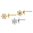 thumbnail image 1 of 14k Yellow and White Gold Multi-color Cubic Zirconia Flower Post Earrings Set Stud Earring for Women, 1 of 2