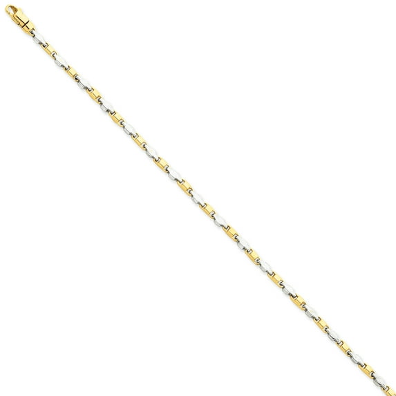 14k Yellow and White Gold Two-tone 2.25mm Fancy Link Chain Length 7 Inch