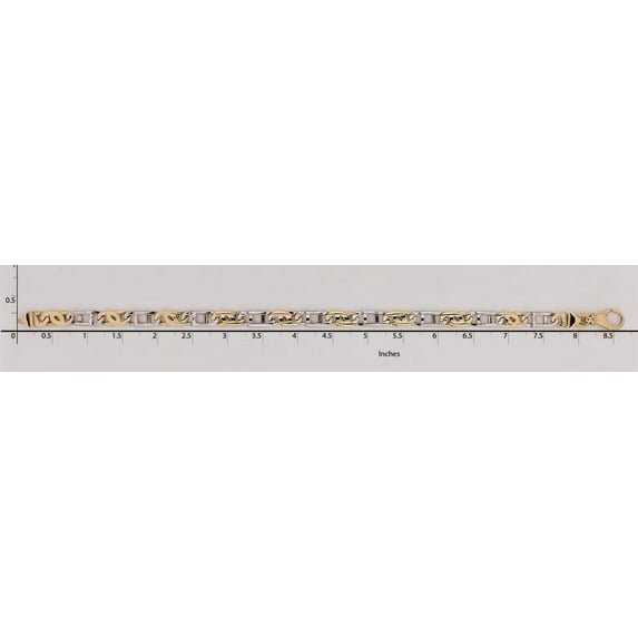 14k Yellow and White Gold Two-tone 5.8mm Polished Fancy Link Bracelet Length 8.5 Inch