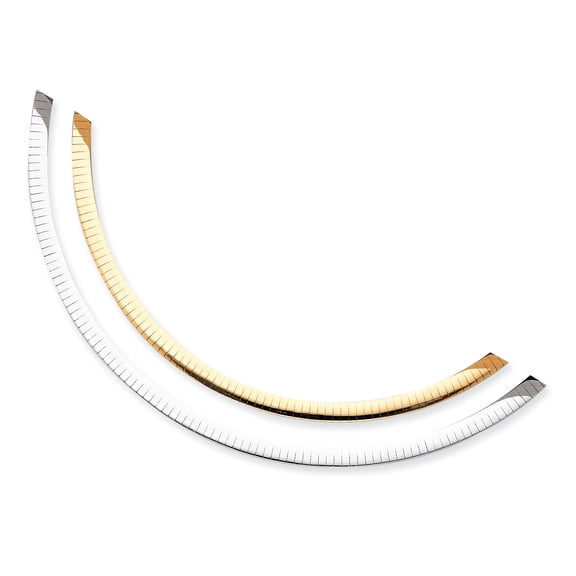 14k Yellow and White Gold Two-tone Lt Reversible 5mm Omega w/extender Necklace Length 16 Inch