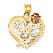 14k Yellow with White Rhodium Two-tone Gold Mom Charm
